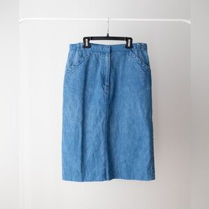 Vintage Denim Blue Skirt with Pockets